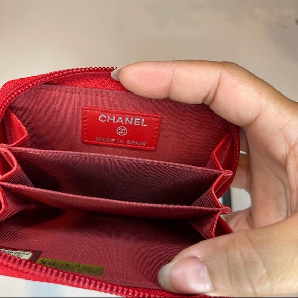 Authentic Chanel Small Zip Wallet/Coin Purse in Red Caviar Silver Hardware - Picture 3 of 7